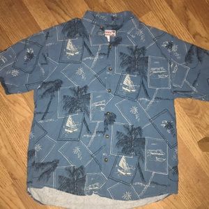 Button down blue Hawaiian shirt
